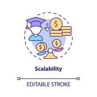 Scalability concept icon. Advantages of electronic learning abstract idea thin line illustration. Isolated outline drawing. Editable stroke. Roboto-Medium, Myriad Pro-Bold fonts used vector