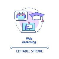 Web elearning concept icon. Distant education. Electronic classes abstract idea thin line illustration. Isolated outline drawing. Editable stroke. Roboto-Medium, Myriad Pro-Bold fonts used vector