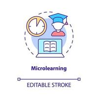 Microlearning concept icon. Short time lessons. Electronic learning method abstract idea thin line illustration. Isolated outline drawing. Editable stroke. Roboto-Medium, Myriad Pro-Bold fonts used vector