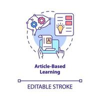 Article based learning concept icon. Information and content. Elearning abstract idea thin line illustration. Isolated outline drawing. Editable stroke. Roboto-Medium, Myriad Pro-Bold fonts used vector