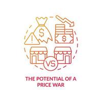 Potential of price war red gradient concept icon. Risk of profits loss abstract idea thin line illustration. Competition. Isolated outline drawing. Roboto-Medium, Myriad Pro-Bold fonts used vector