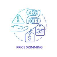 Price skimming blue gradient concept icon. Pricing optimization abstract idea thin line illustration. Attracting discount shoppers. Isolated outline drawing. Roboto-Medium, Myriad Pro-Bold fonts used vector