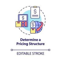 determinar el icono del concepto de estructura de precios. administrar la ilustración de línea delgada de idea abstracta de negocio de entrega. dibujo de contorno aislado. trazo editable. roboto-medium, innumerables fuentes pro-bold utilizadas vector