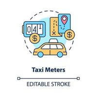 Taxi meters concept icon. Calculating device. Starting delivery business abstract idea thin line illustration. Isolated outline drawing. Editable stroke. Roboto-Medium, Myriad Pro-Bold fonts used vector