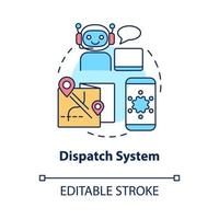 Dispatch system concept icon. Route for transport. Starting delivery business abstract idea thin line illustration. Isolated outline drawing. Editable stroke. Roboto-Medium, Myriad Pro-Bold fonts used vector