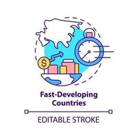 Fast-developing countries concept icon. Experiencing strong growth abstract idea thin line illustration. Isolated outline drawing. Editable stroke. Roboto-Medium, Myriad Pro-Bold fonts used vector
