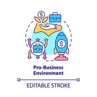 Pro-business environment concept icon. Supporting trading practice abstract idea thin line illustration. Isolated outline drawing. Editable stroke. Roboto-Medium, Myriad Pro-Bold fonts used vector