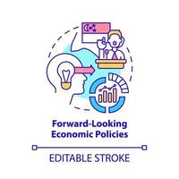 Forward-looking economic policies concept icon. Trade-dependent economy abstract idea thin line illustration. Isolated outline drawing. Editable stroke. Roboto-Medium, Myriad Pro-Bold fonts used vector