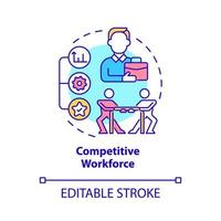 Competitive workforce concept icon. High-performing employees in Singapore abstract idea thin line illustration. Isolated outline drawing. Editable stroke. Roboto-Medium, Myriad Pro-Bold fonts used vector