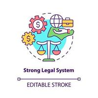 Strong legal system concept icon. Reason to start business in Singapore abstract idea thin line illustration. Isolated outline drawing. Editable stroke. Roboto-Medium, Myriad Pro-Bold fonts used vector