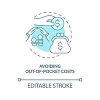 Avoiding out of pocket costs turquoise concept icon. Worker expense abstract idea thin line illustration. Isolated outline drawing. Editable stroke. Roboto-Medium, Myriad Pro-Bold fonts used vector