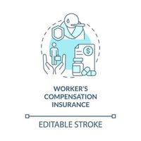 Workers compensation insurance turquoise concept icon. Sick leave abstract idea thin line illustration. Isolated outline drawing. Editable stroke. Roboto-Medium, Myriad Pro-Bold fonts used vector