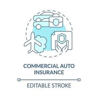 Commercial auto insurance turquoise concept icon. Company claims abstract idea thin line illustration. Isolated outline drawing. Editable stroke. Roboto-Medium, Myriad Pro-Bold fonts used vector