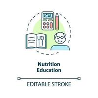 Nutrition education concept icon. Learn to choose healthy food abstract idea thin line illustration. Isolated outline drawing. Editable stroke. Roboto-Medium, Myriad Pro-Bold fonts used vector