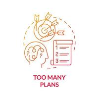 Too many plans red gradient concept icon. Imbalanced lifestyle and overloading abstract idea thin line illustration. Isolated outline drawing. Roboto-Medium, Myriad Pro-Bold fonts used vector