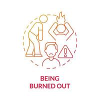 Being burned out imbalance concept icon. Not balanced lifestyle and overworking abstract idea thin line illustration. Isolated outline drawing. Roboto-Medium, Myriad Pro-Bold fonts used vector