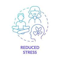 Reduce stress blue gradient concept icon. Mental exercises for wellbeing lifestyle abstract idea thin line illustration. Isolated outline drawing. Roboto-Medium, Myriad Pro-Bold fonts used vector