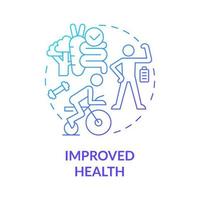 Improved health blue gradient concept icon. Balanced lifestyle and healthcare abstract idea thin line illustration. Isolated outline drawing. Roboto-Medium, Myriad Pro-Bold fonts used vector