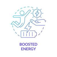 Boosted energy blue gradient concept icon. Living full balanced life. Active lifestyle abstract idea thin line illustration. Isolated outline drawing. Roboto-Medium, Myriad Pro-Bold fonts used vector