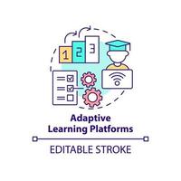 Adaptive learning platforms concept icon. Software for students abstract idea thin line illustration. Isolated outline drawing. Editable stroke. Roboto-Medium, Myriad Pro-Bold fonts used vector