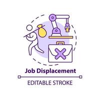 Job displacement concept icon. Negative automation impact on society abstract idea thin line illustration. Isolated outline drawing. Editable stroke. Roboto-Medium, Myriad Pro-Bold fonts used vector