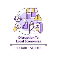 Disruption to local economies concept icon. Automation disadvantages abstract idea thin line illustration. Isolated outline drawing. Editable stroke. Roboto-Medium, Myriad Pro-Bold fonts used vector