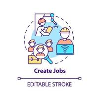 Create jobs concept icon. Workplace creation. Automation advantages abstract idea thin line illustration. Isolated outline drawing. Editable stroke. Roboto-Medium, Myriad Pro-Bold fonts used vector