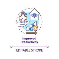 Improved productivity concept icon. Home automation advantages abstract idea thin line illustration. Isolated outline drawing. Editable stroke. Roboto-Medium, Myriad Pro-Bold fonts used vector