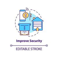 Improve security concept icon. Reasons for home automation abstract idea thin line illustration. Isolated outline drawing. Editable stroke. Roboto-Medium, Myriad Pro-Bold fonts used vector