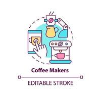 Coffee maker concept icon. Home automated devices. Daily automation abstract idea thin line illustration. Isolated outline drawing. Editable stroke. Roboto-Medium, Myriad Pro-Bold fonts used vector