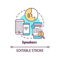 Speakers concept icon. App for voice control. Daily automation abstract idea thin line illustration. Isolated outline drawing. Editable stroke. Roboto-Medium, Myriad Pro-Bold fonts used vector