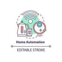 icono del concepto de automatización del hogar. aparatos y dispositivos. tecnología doméstica idea abstracta ilustración de línea delgada. dibujo de contorno aislado. trazo editable. roboto-medium, innumerables fuentes pro-bold utilizadas vector