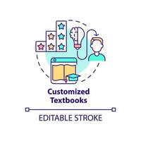 Customized textbooks concept icon. E learning. Automated education abstract idea thin line illustration. Isolated outline drawing. Editable stroke. Roboto-Medium, Myriad Pro-Bold fonts used vector