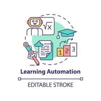 Learning automation concept icon. Education technology and innovation abstract idea thin line illustration. Isolated outline drawing. Editable stroke. Roboto-Medium, Myriad Pro-Bold fonts used vector