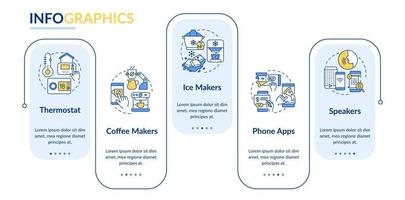 Examples of daily automation rectangle infographic template. Data visualization with 5 steps. Process timeline info chart. Workflow layout with line icons. Lato-Bold, Regular fonts used vector