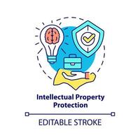 Intellectual property protection concept icon. Secure innovative enterprises abstract idea thin line illustration. Isolated outline drawing. Editable stroke. Roboto-Medium, Myriad Pro-Bold fonts used vector