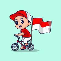 Cute Indonesian Kid Patriotic Theme vector