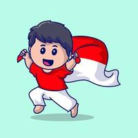 Cute Indonesian Kid Patriotic Theme vector