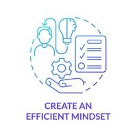 Create an efficient mindset blue gradient concept icon. Lifestyle strategy abstract idea thin line illustration. Isolated outline drawing. Roboto-Medium, Myriad Pro-Bold fonts used vector