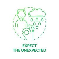 Expect unexpected green gradient concept icon. Be ready for surprise. Balanced lifestyle abstract idea thin line illustration. Isolated outline drawing. Roboto-Medium, Myriad Pro-Bold fonts used vector