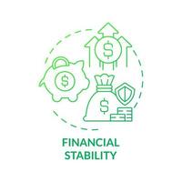 Financial stability green gradient concept icon. Savings for well balanced life abstract idea thin line illustration. Isolated outline drawing. Roboto-Medium, Myriad Pro-Bold fonts used vector