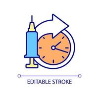 Regular vaccination RGB color icon. Diseases prevention. Immunization. Systematic medication injection. Healthcare. Isolated vector illustration. Simple filled line drawing. Editable stroke