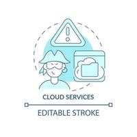 Cloud services blue concept icon. Source of piracy abstract idea thin line illustration. Cloud computing. Sharing pirated software. Vector isolated outline color drawing. Editable stroke