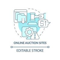 Online auction sites blue concept icon. Source of piracy abstract idea thin line illustration. Illegal copyrighted software sales. Vector isolated outline color drawing. Editable stroke