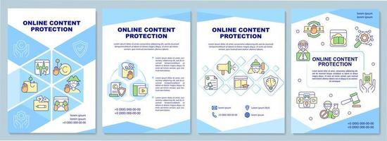 Online content protection brochure template. Educational materials. Flyer, booklet, leaflet print, cover design with linear icons. Vector layouts for presentation, annual reports, advertisement pages