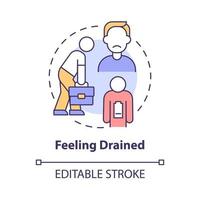 Feeling drained concept icon. Toxic environment. Burbout. Employee without energy. Emotional exhaustion abstract idea thin line illustration. Vector isolated outline color drawing. Editable stroke