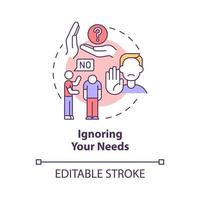 Ignoring your needs concept icon. Communication problems. No response from partner. Emotional neglect abstract idea thin line illustration. Vector isolated outline color drawing. Editable stroke