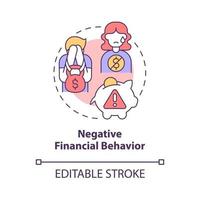 Negative financial behavior concept icon. Economic abuse. Finance access control. Withholding money abstract idea thin line illustration. Vector isolated outline color drawing. Editable stroke