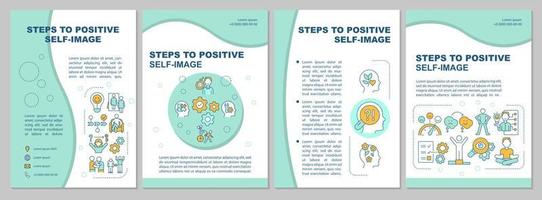 Positive self-image guide brochure template. Optimistic self-esteem. Flyer, booklet, leaflet print, cover design with linear icons. Vector layouts for presentation, annual reports, advertisement pages