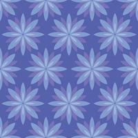Cute geometric floral seamless pattern with flower head ion navy blue background. Spring vector background, botanical abstract backdrop